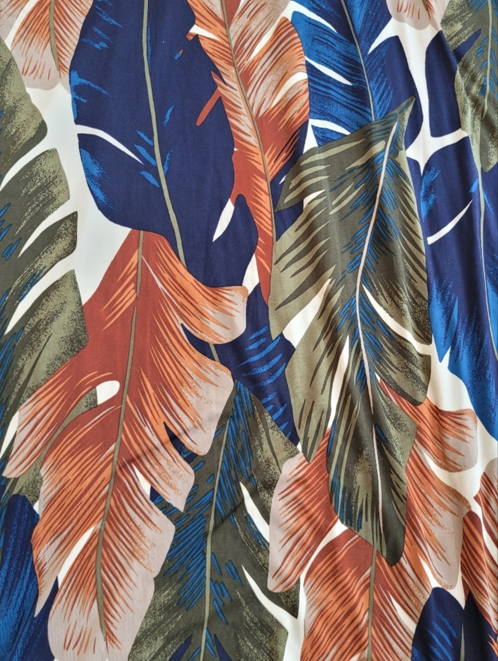 Janette Tropical Leaf Print V-Neck Maxi Dress Blue Brown Flowy Summer Sz XL - Picture 8 of 9
